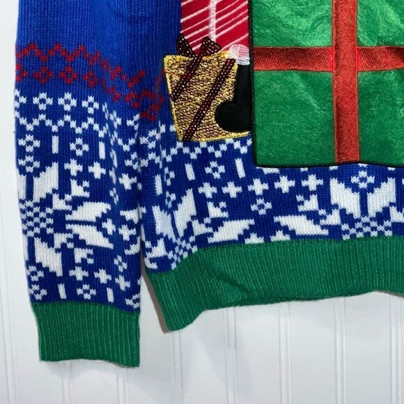 Jolly Sweaters Santa Sweater Women’s Medium Red Green Blue Holiday Ugly Sweater - Picture 4 of 13